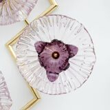 Pair of Modern Italian Murano Glass and Brass Flowers Wall Lamps