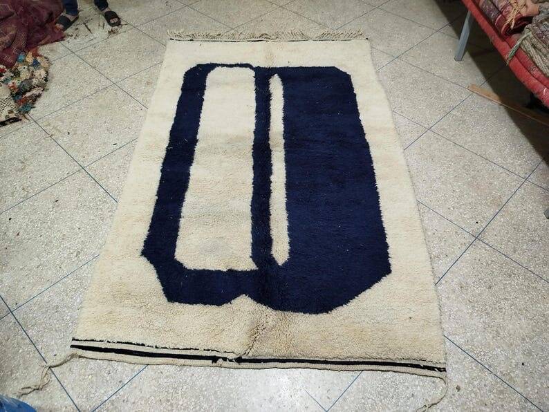 Handmade artificial beni ourain rug size 150 x 250 cm