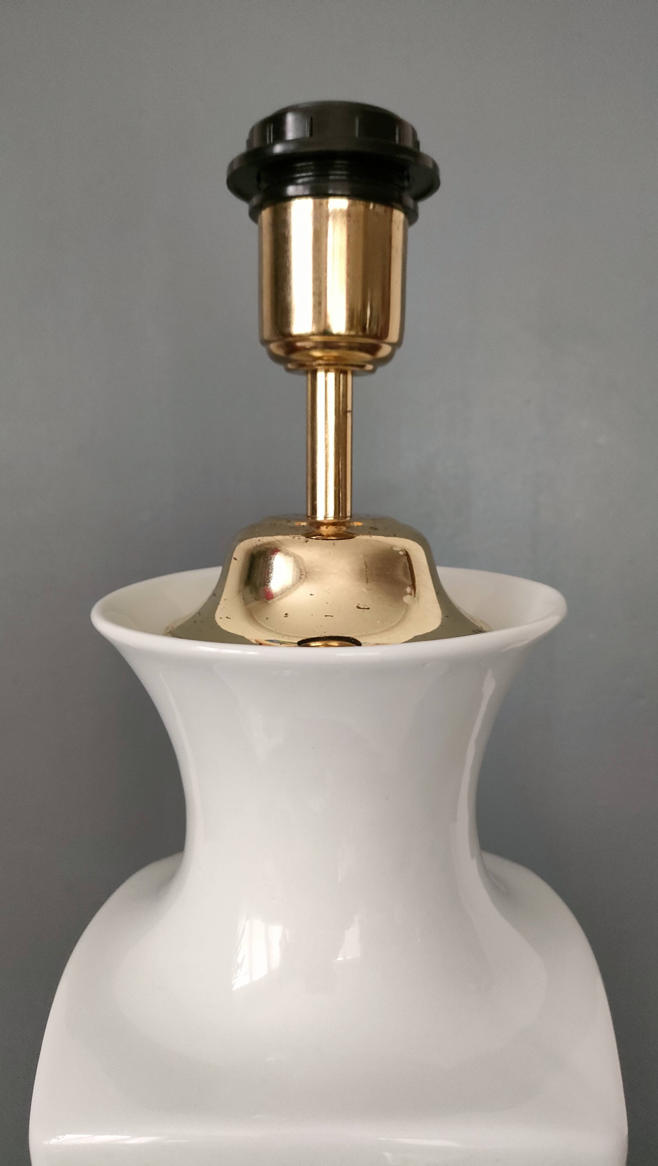 Importante lampe en porcelaine de Chine - blanc émaillé - design 50's