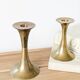 Pair of Midcentury brass candlesticks, flared shape.