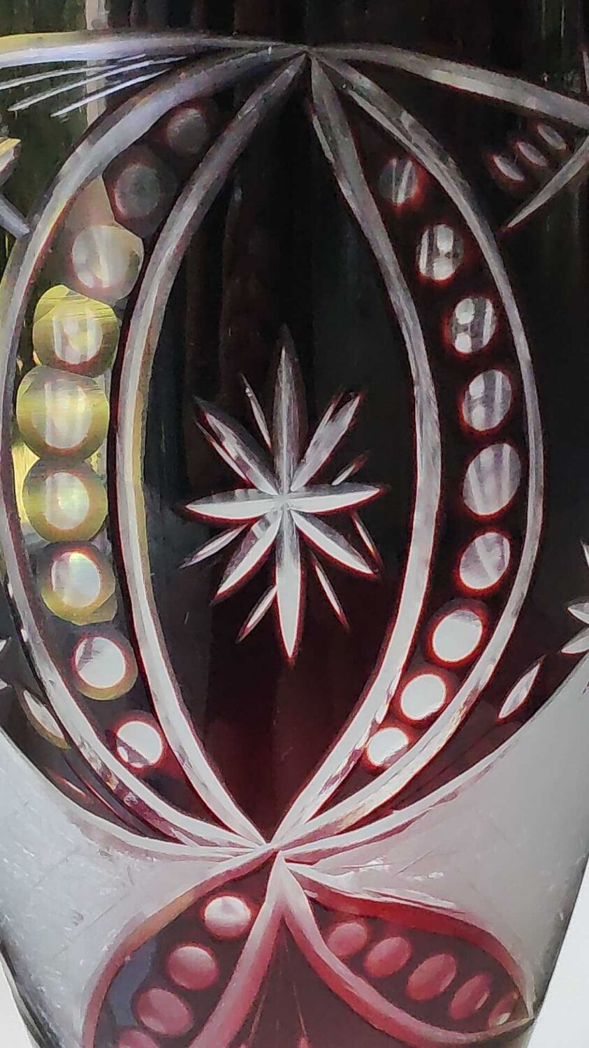 Bohemian/Czech Boho crystal vase, Burgundy red, vintage