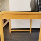 Vintage wooden chair with skai leather seat, 1990