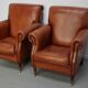 Vintage Dutch Cognac-Coloured Leather Club Chairs, Set of 2