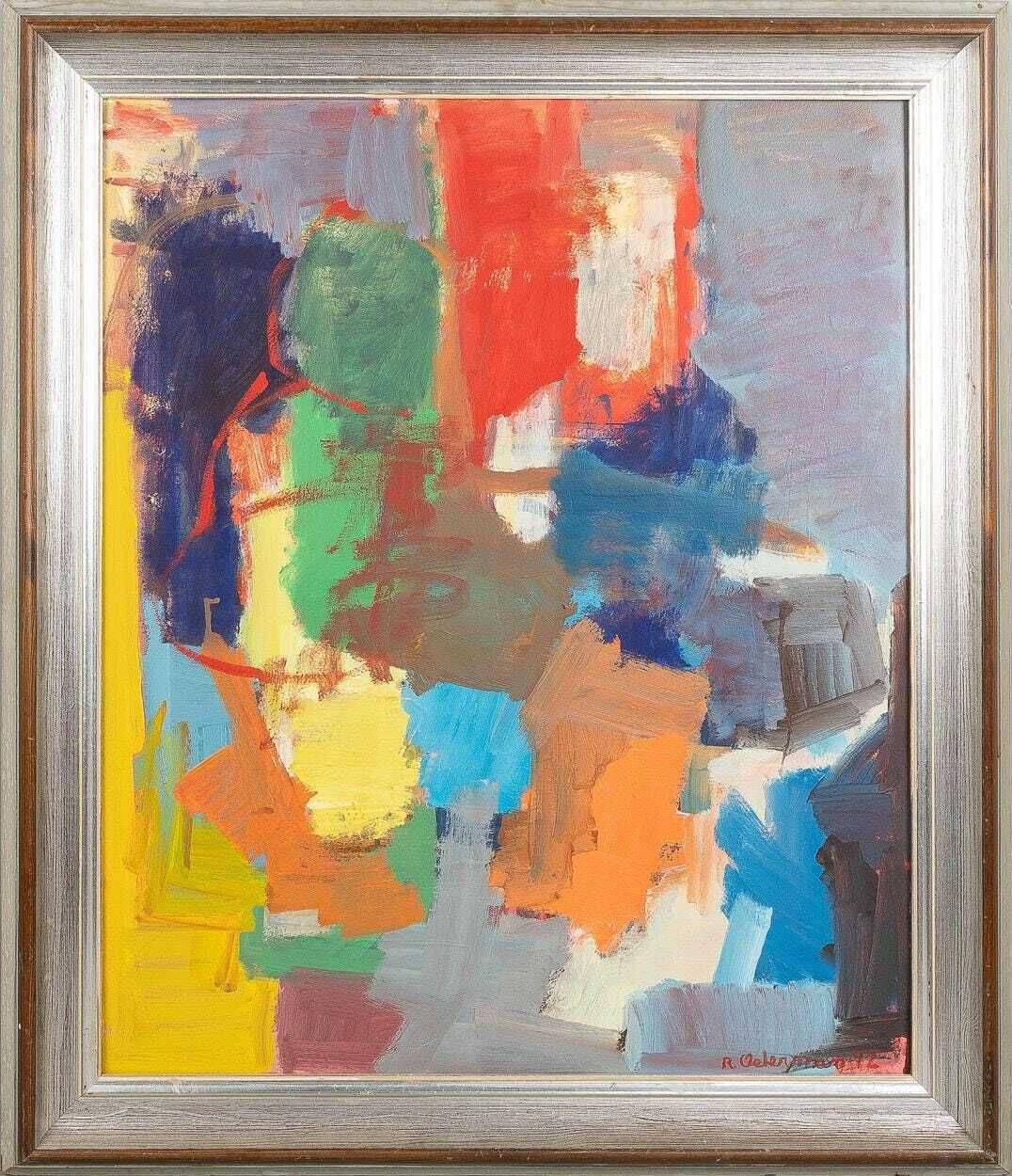Original Swedish Oil on Panel – Conversations by Rolf Ostermann – Dated 199
