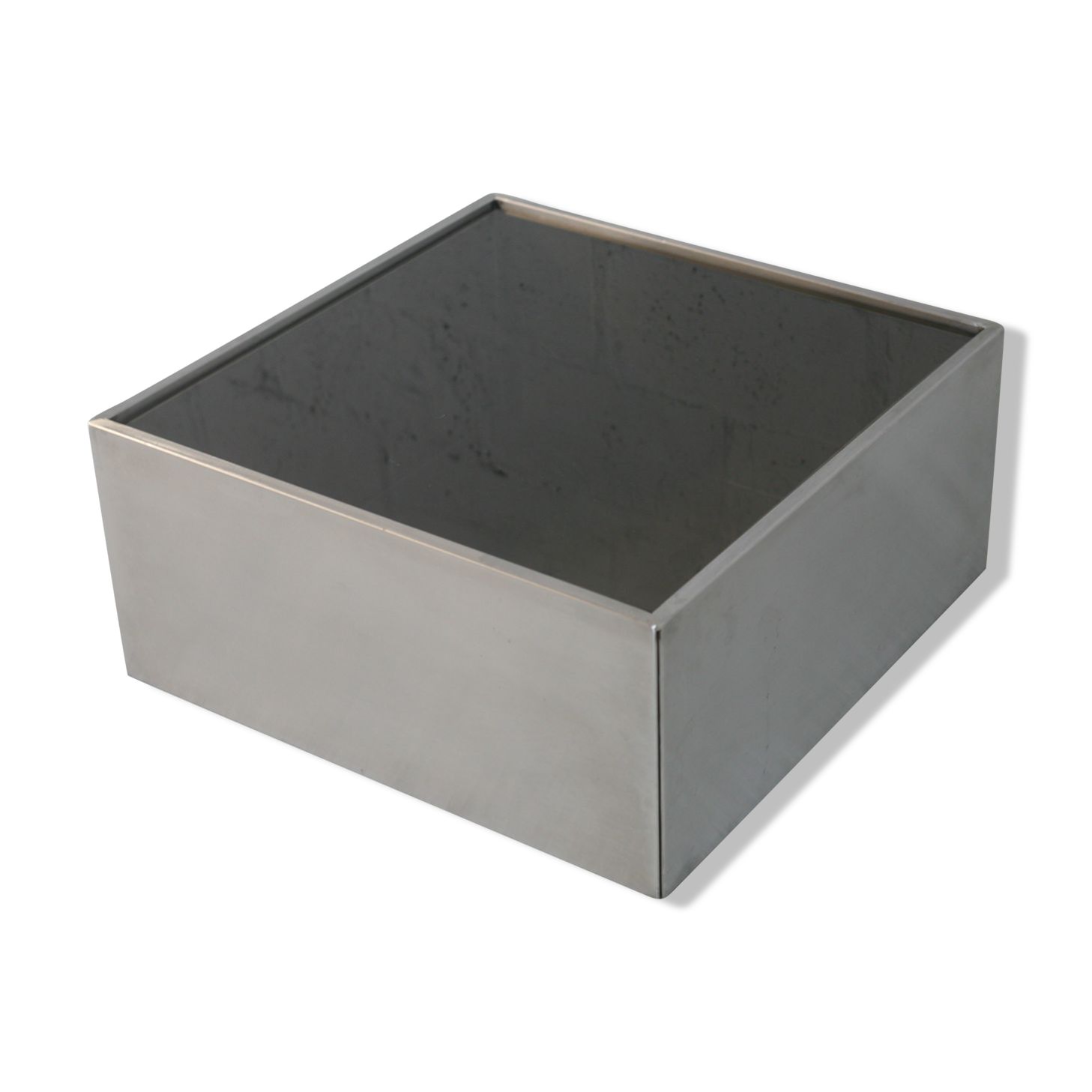 Steel coffee table and smoked glass, France, circa 1970