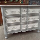 Old patinated curved chest of drawers with 3 drawers
