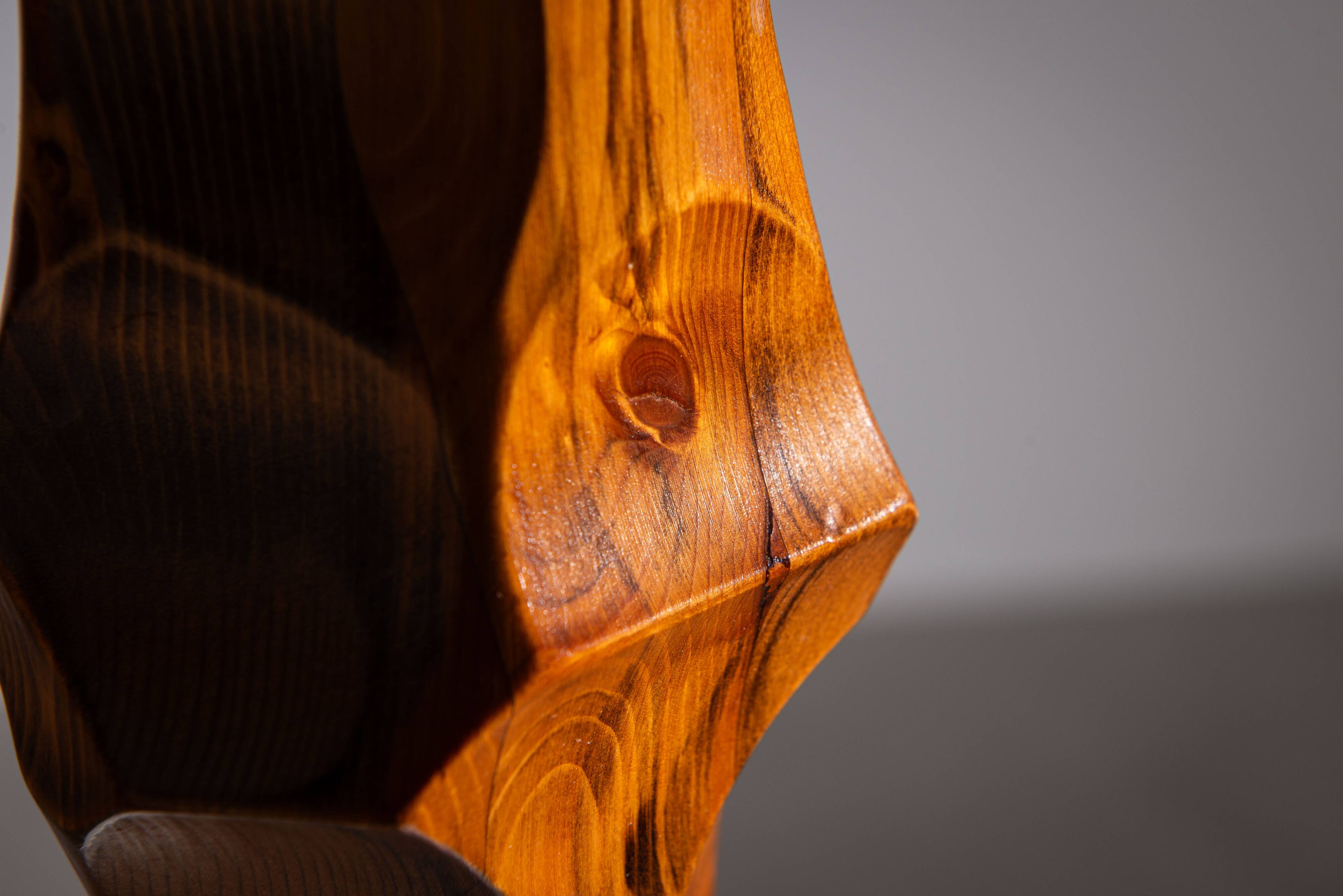 Minimalist abstract handcarved wooden sculpture