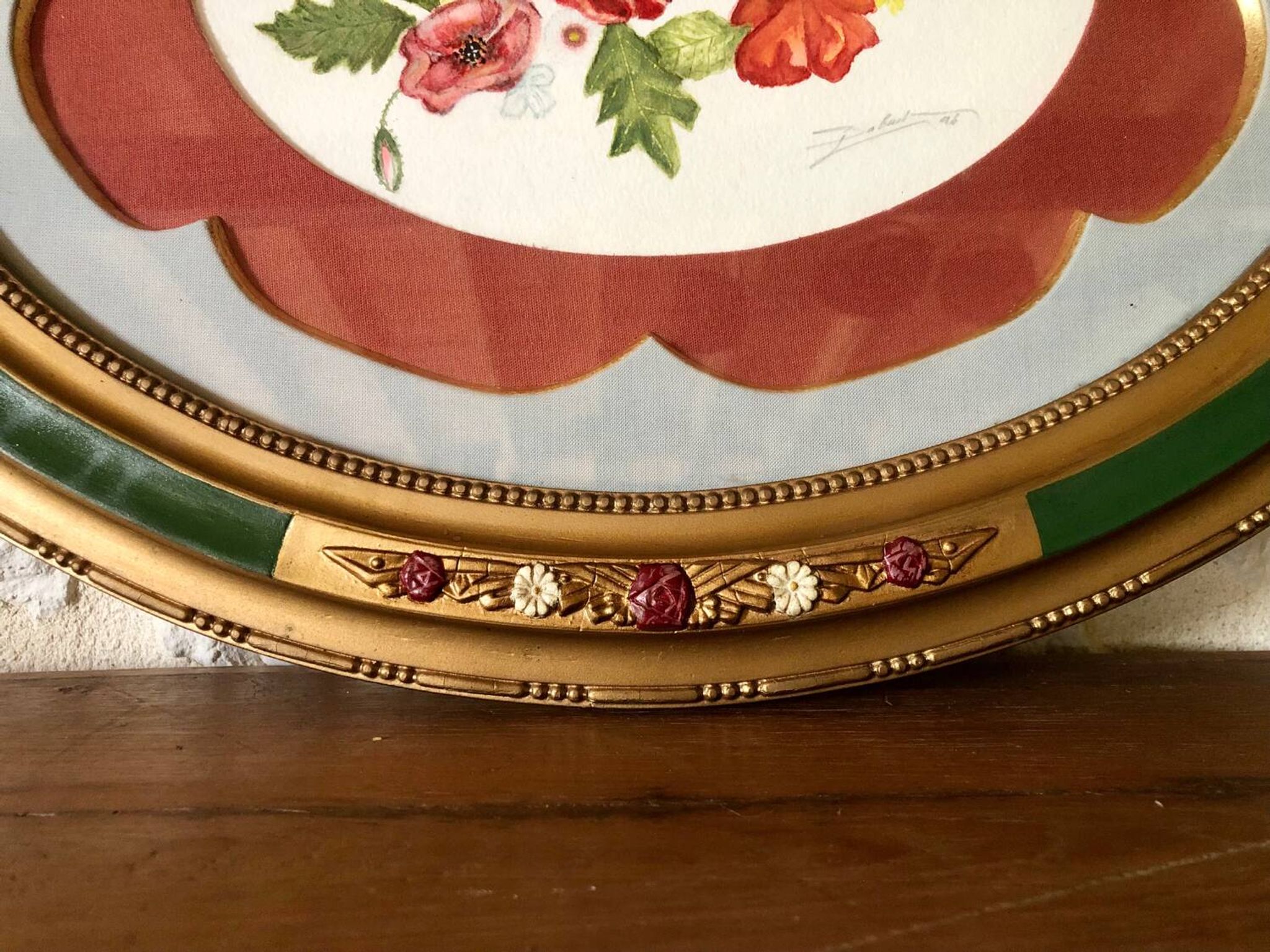 Watercolour old frame Art Nouveau