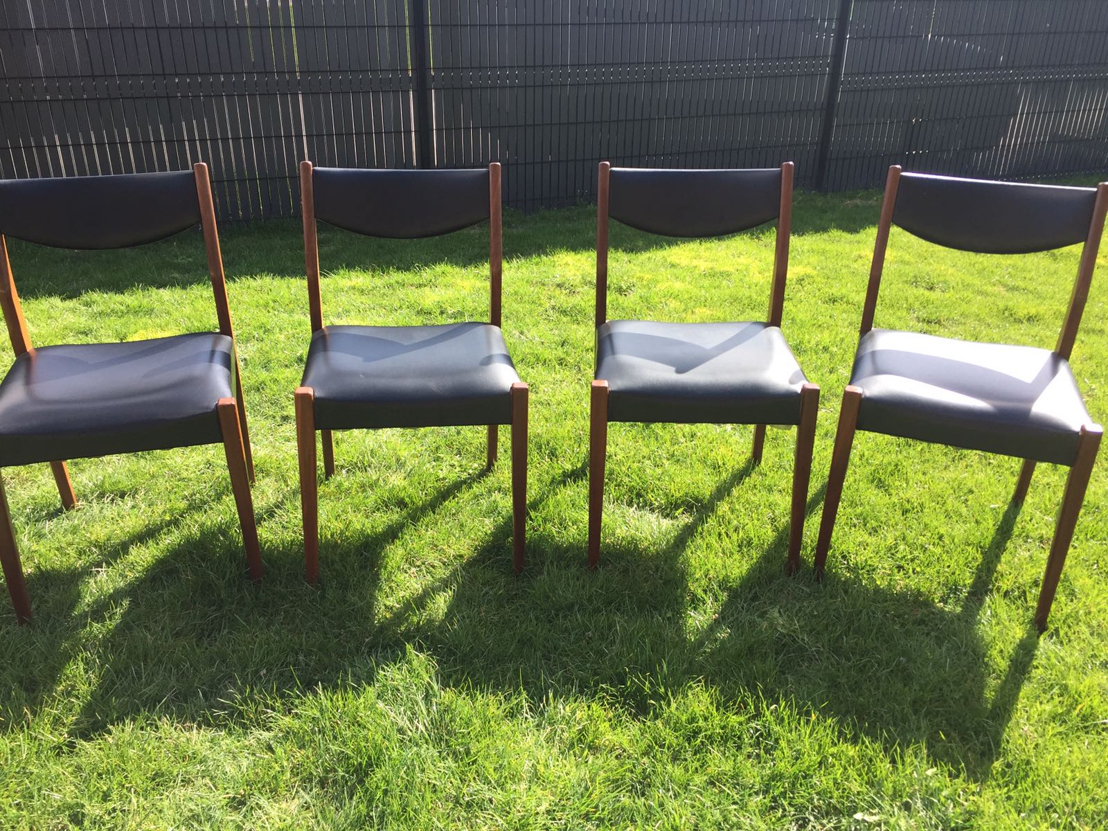 Set of 4 Scandinavian chairs from the 60s in black skai