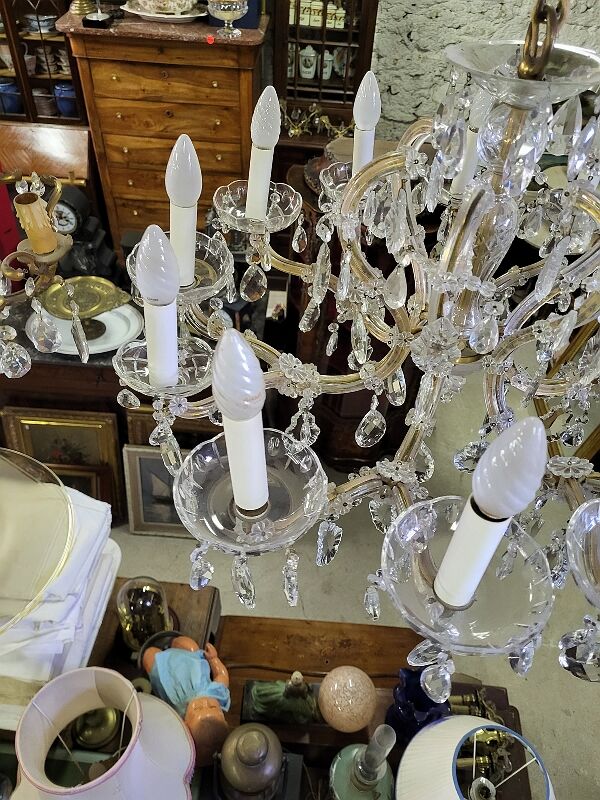 Lustre pampilles gaine de verre 12 ampoules