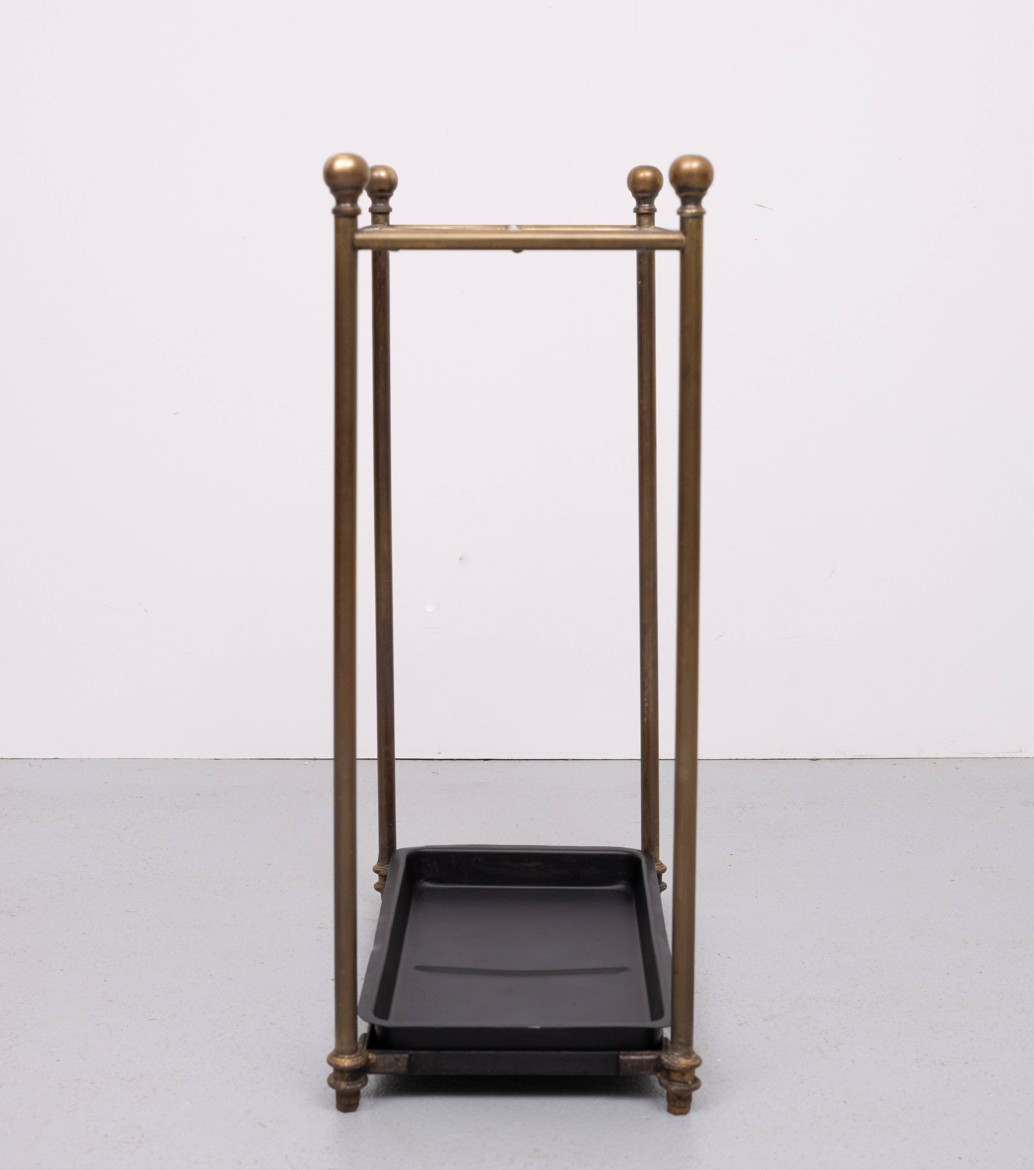 Rectangular Brass And Cast Iron Umbrella Stand. French. Circa 1900