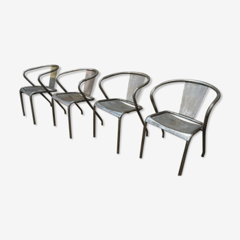 1950s perforated metal stackable chairs