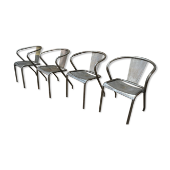 Chaises empilables en métal perforé 1950s