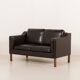 Danish black aniline leather sofa by Hurup, 1980s