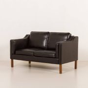 Danish black aniline leather sofa by Hurup, 1980s