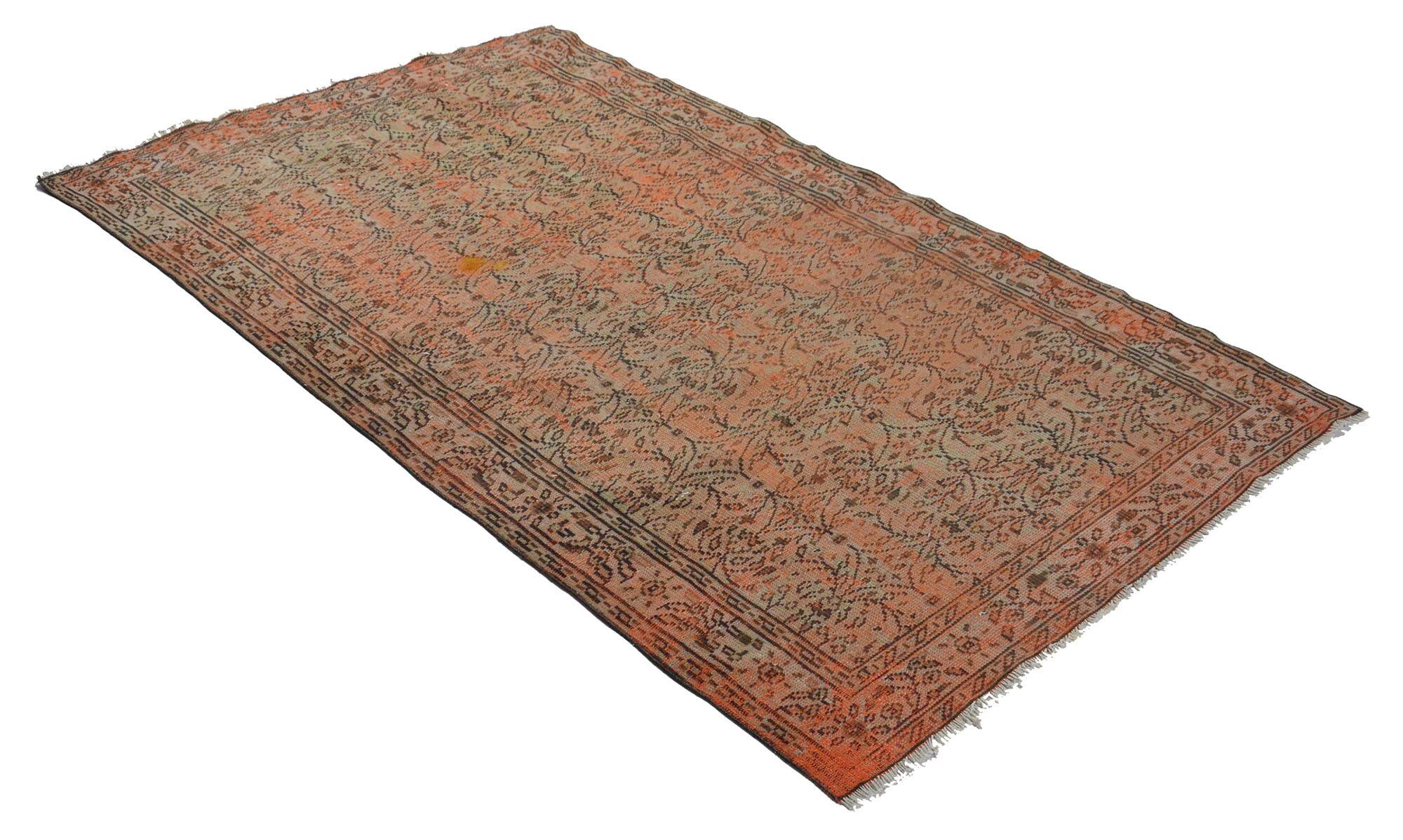 Vintage Turkish Carpet Floral Terracotta and Brown 260 x 158 cm