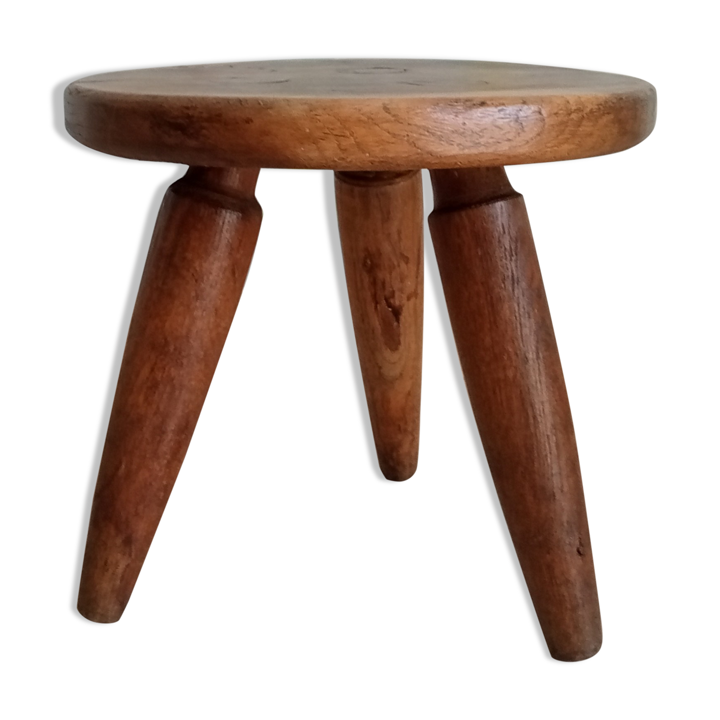 Antique walnut milking stool
