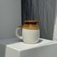 Small two-tone white and brown pitcher Made in China