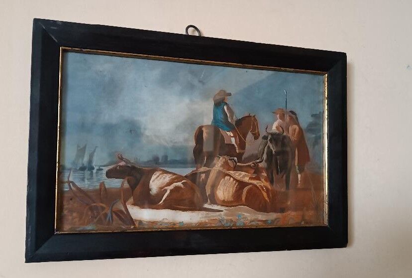 Antique tempera painting on paper, 18th century Italian school