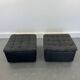 Grands poufs suisses en cuir gris patiné de De Sede, années 1970, lot de 2