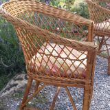 Wicker or rattan armchairs
