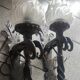 Pair of steel and glass torchieres circa 1950