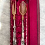 Silver and horn salad servers