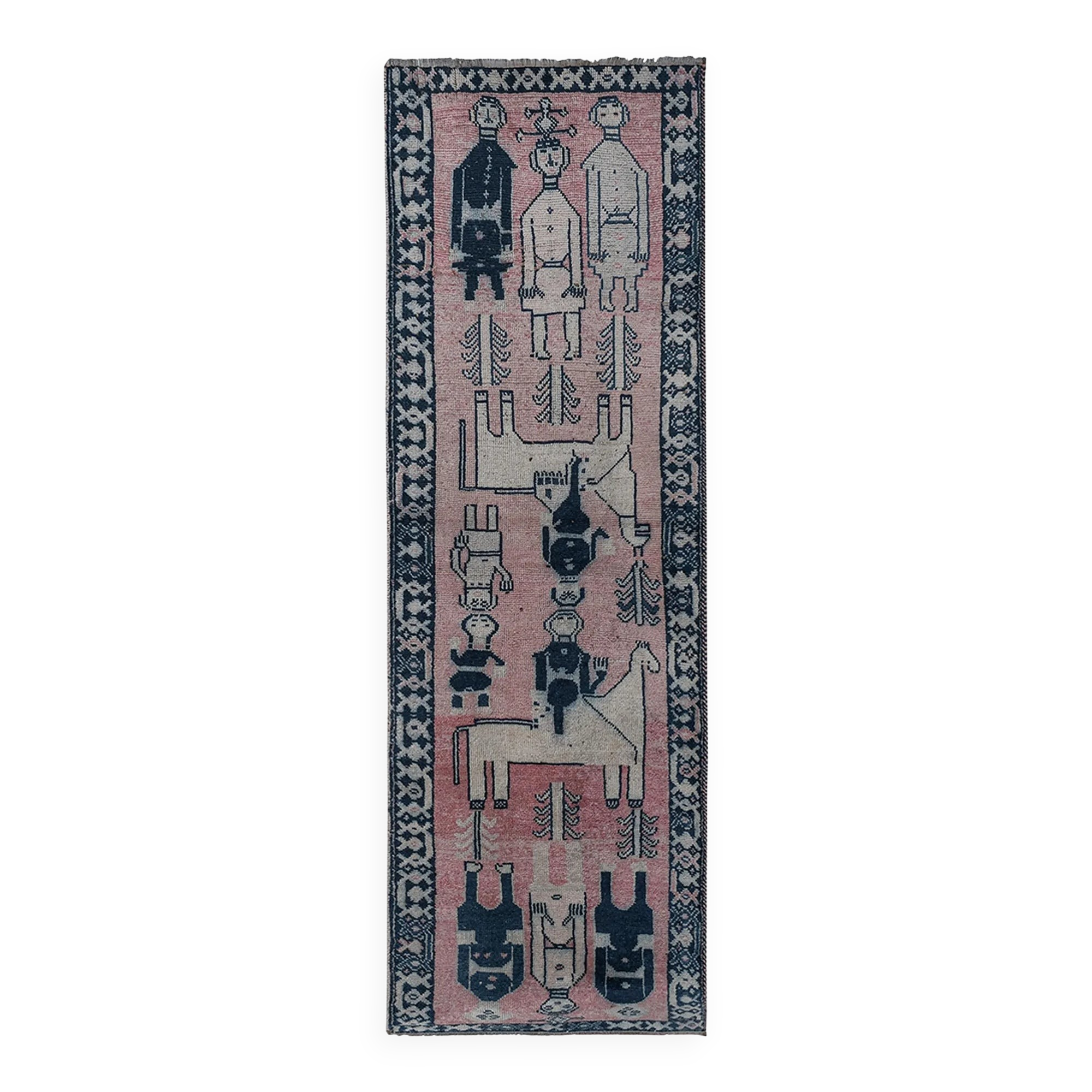 Vintage Turkish hallway rug 104x320 cm