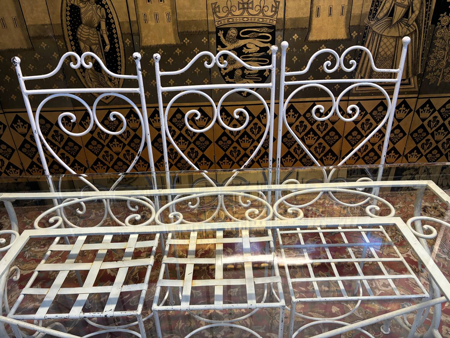 Iron and glass garden furniture