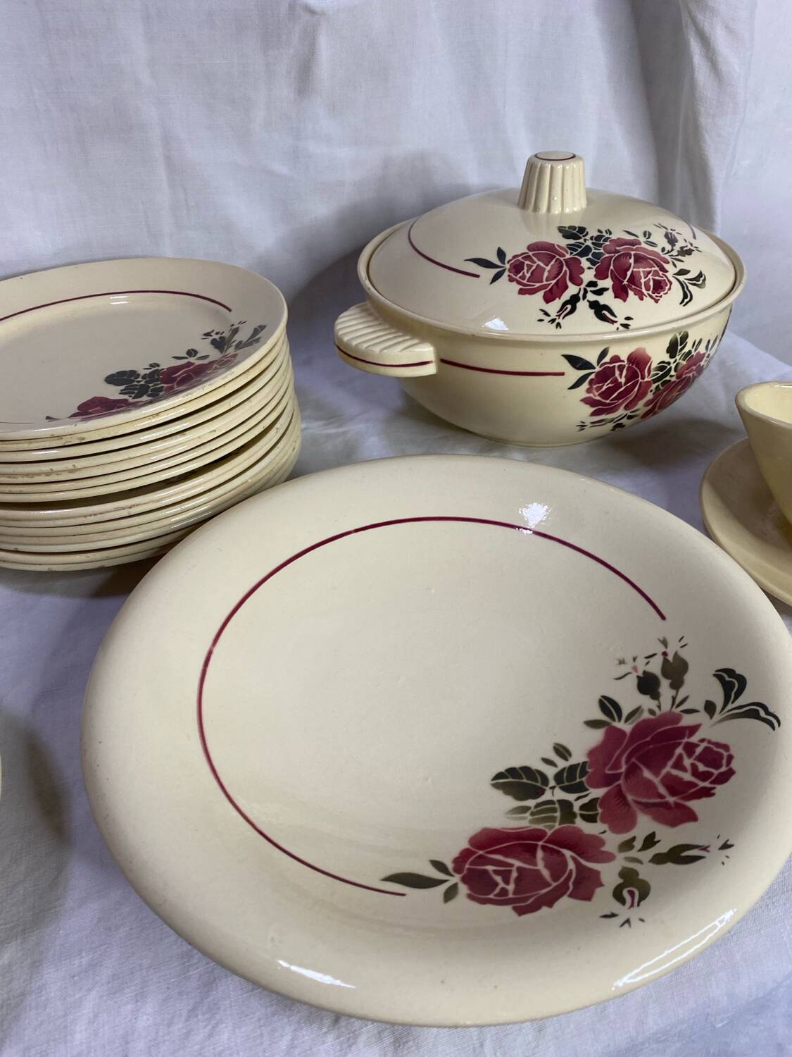 Old half-porcelain service Badonviller Strasbourg – 22 pieces