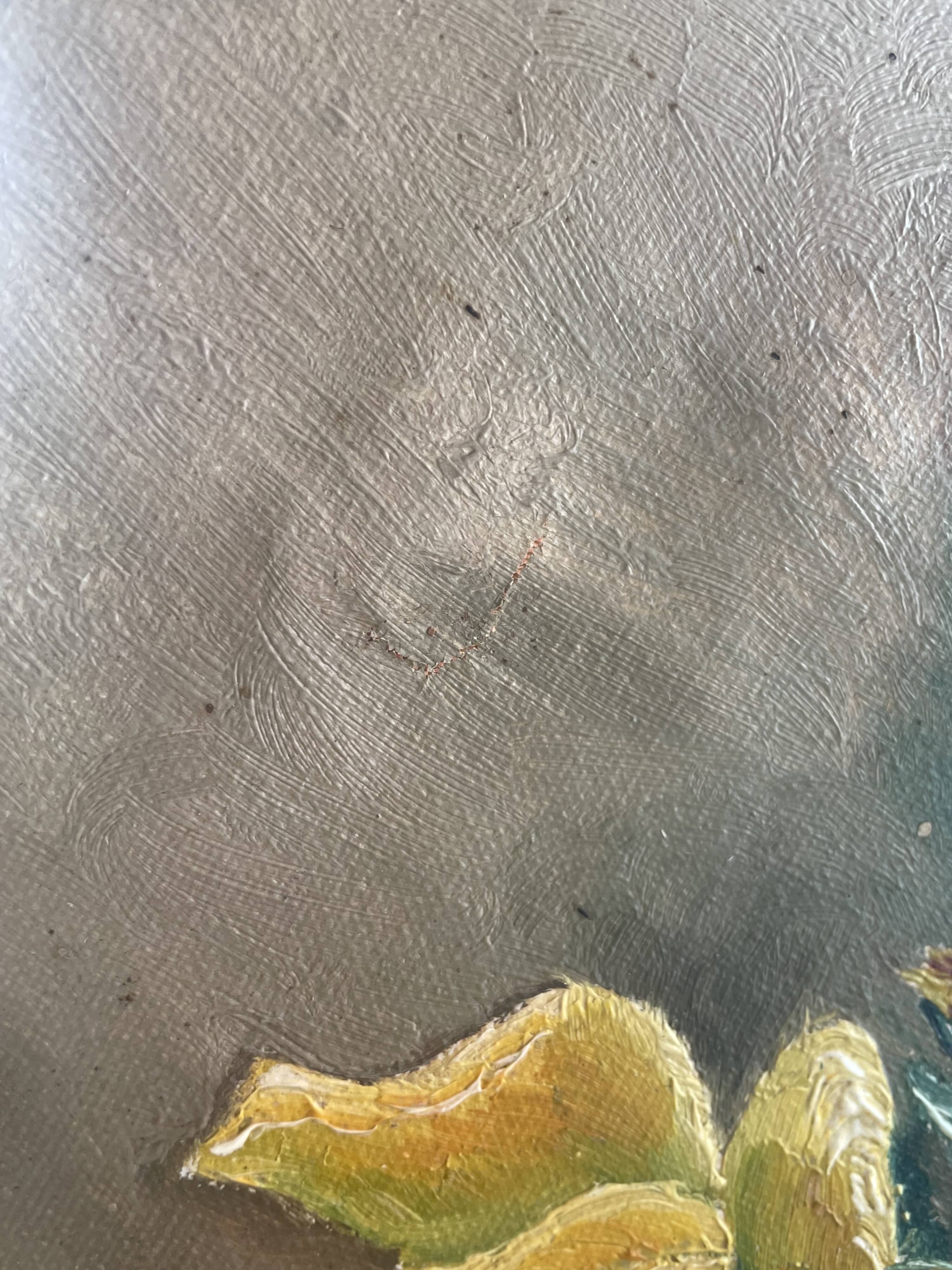 Oil on canvas bouquet - saint-hilaire-des-loges robert gougnard xxth