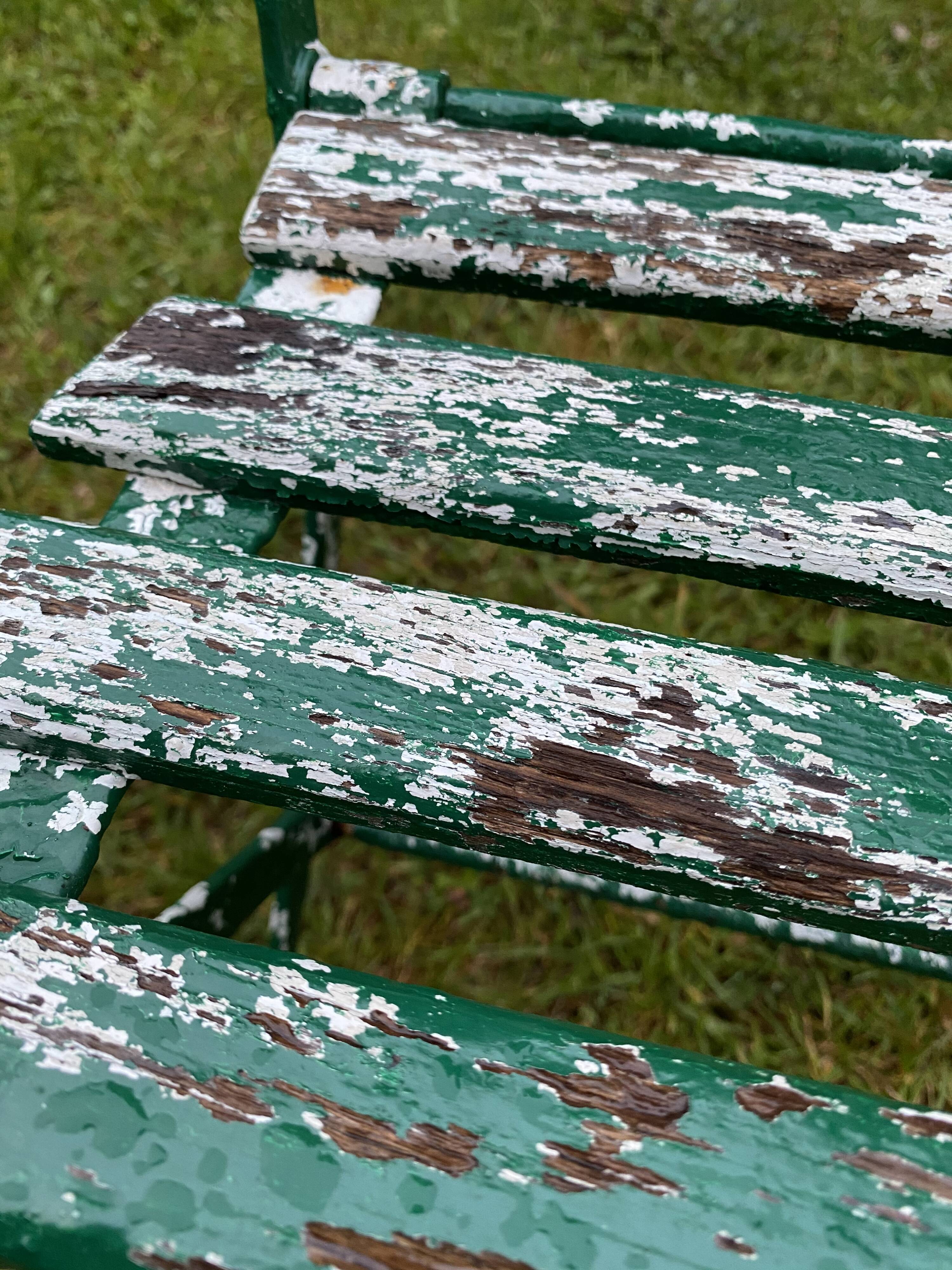 4 metal and wood garden chairs 1930