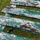 4 metal and wood garden chairs 1930