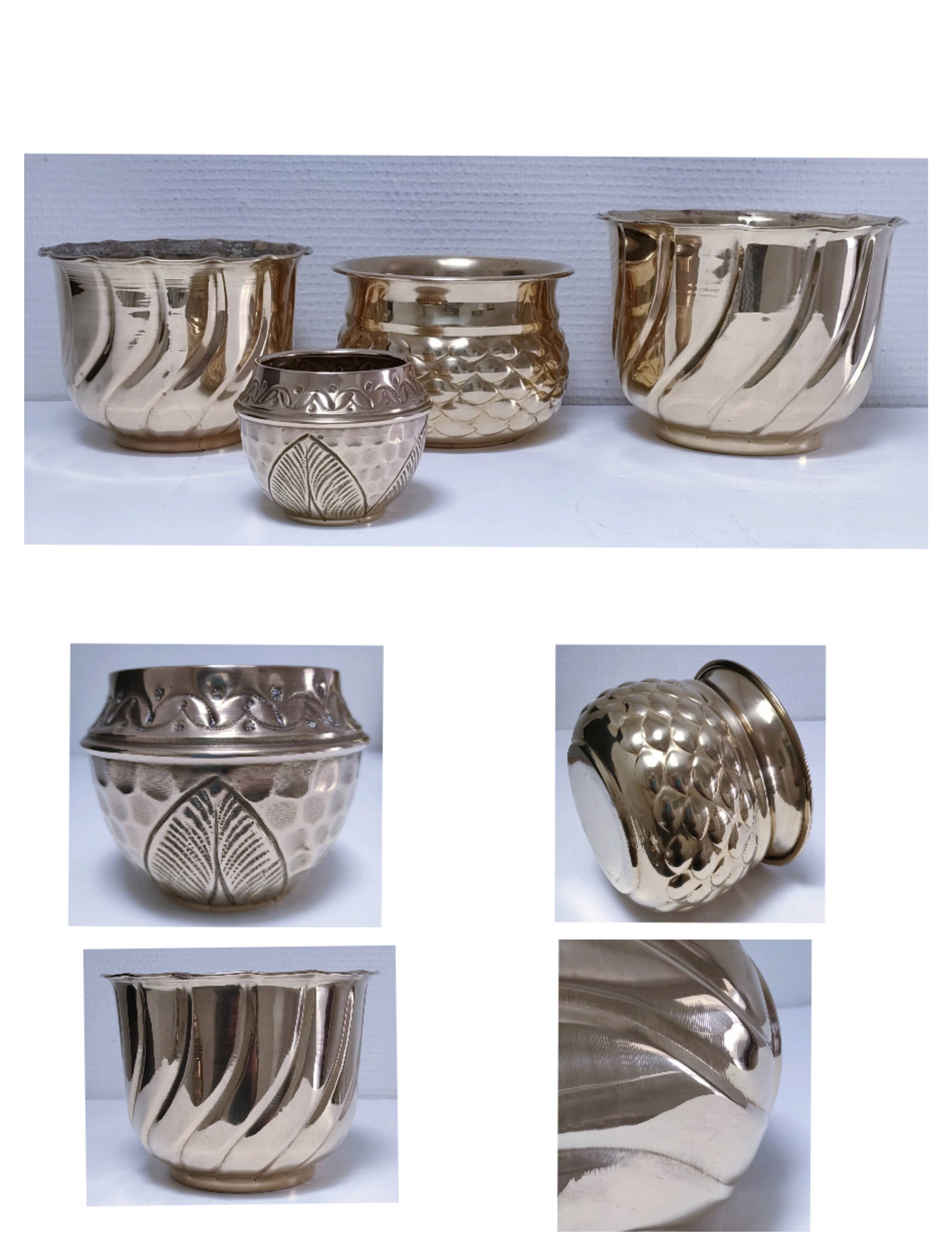 quatre cache-pot laiton vintage