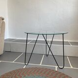 Vintage glass and metal tripod table