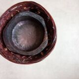 Japanese vase made of woven bamboo. Ikebana