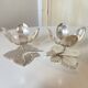 Set of 2 Silver Candle Holders - Tulip Shape on Vine Leaf