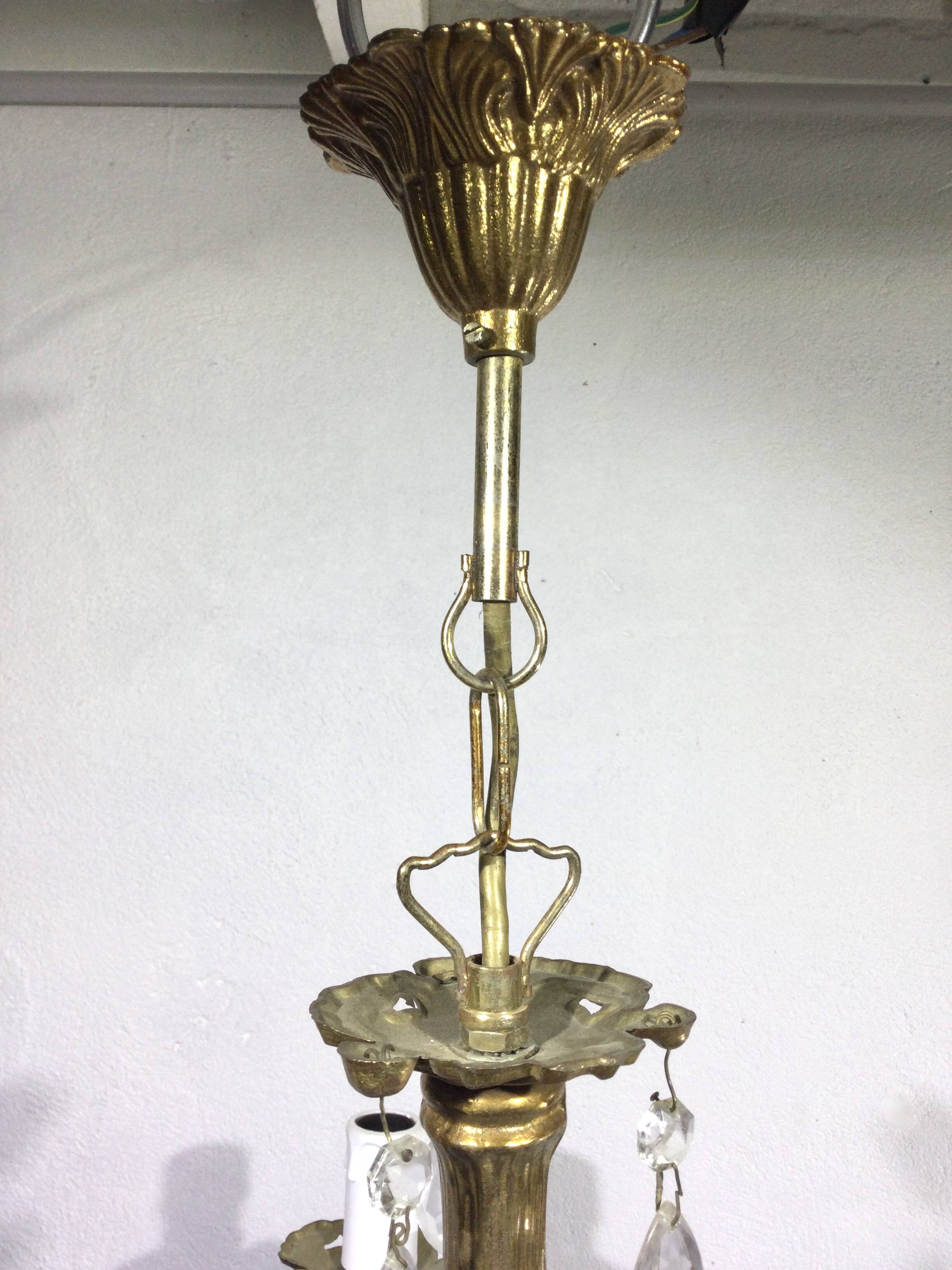 5-light chandelier in bronze and pendants