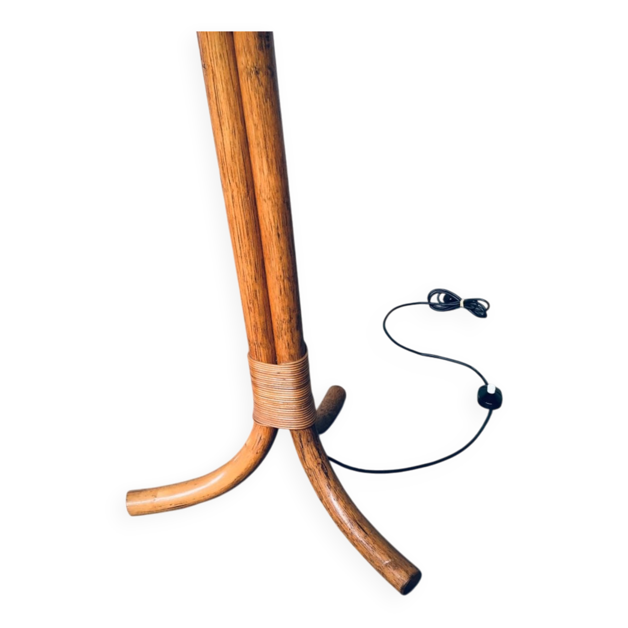 Vintage bamboo floor lamp, Italy, 1970s