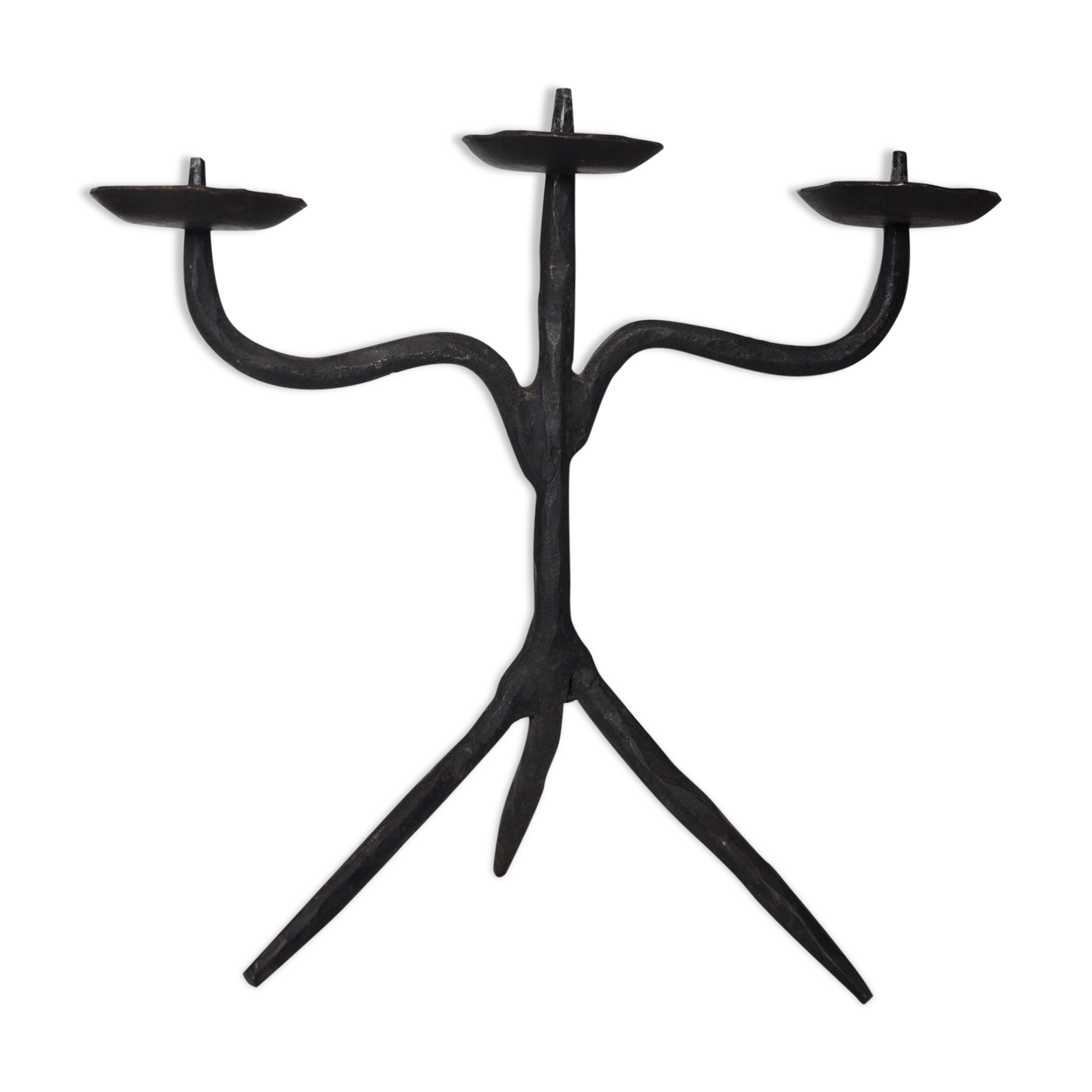 Candlestick tripod iron forged 1950