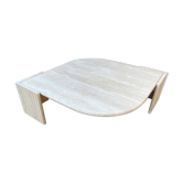 Large marble travertine coffee table in the shape of an eye from Roche Bobois vintage 70s