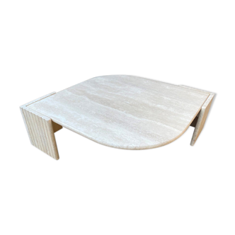 Table basse travertin marbre en forme d’œil de chez roche bobois vintage 70s