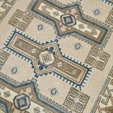 3x6 Cream Blue Oriental Vintage Rug, 109x187Cm