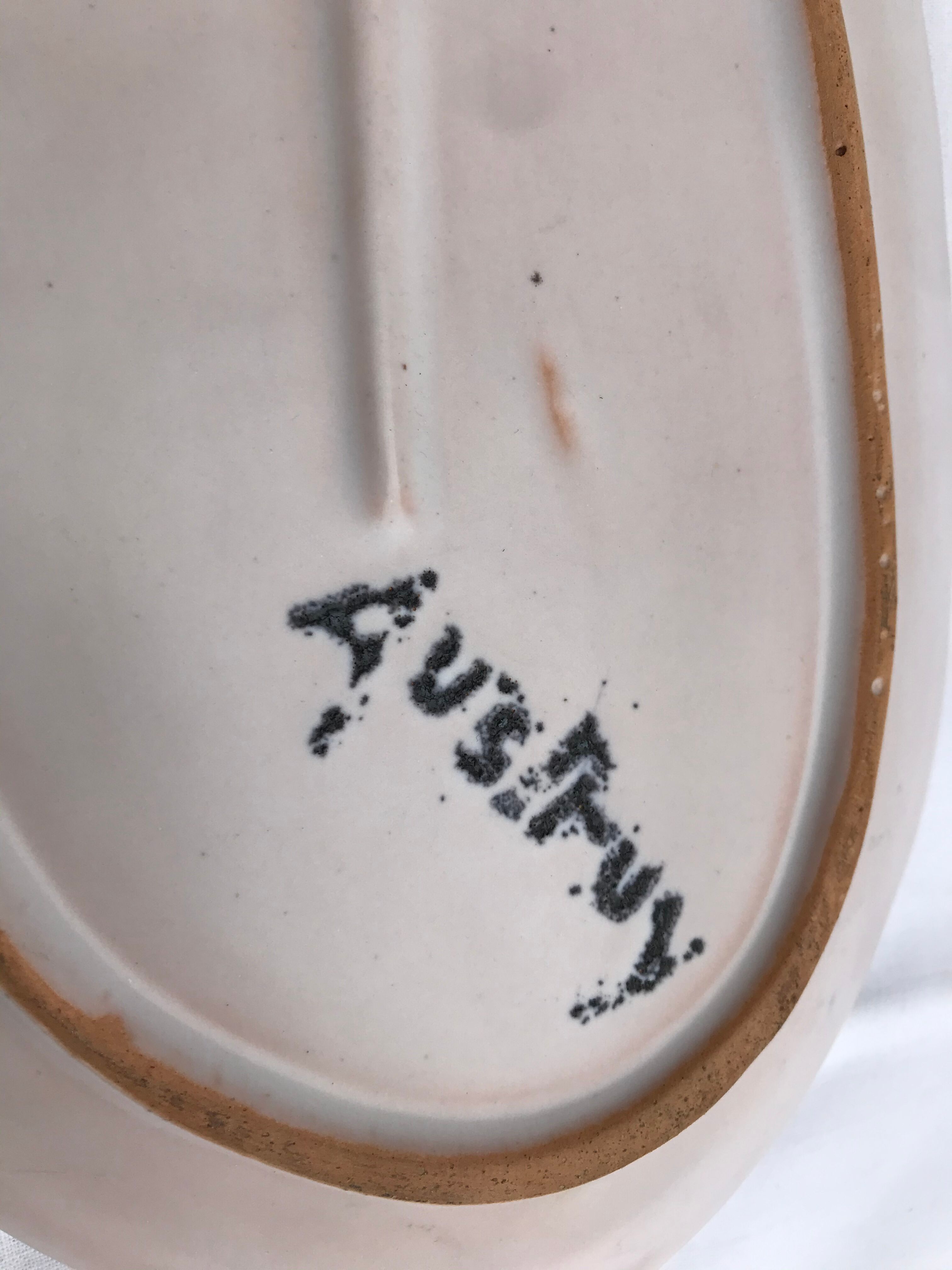 Former plate vallauris ceramics jean austruy shape vintage fish