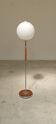 Modernist floor lamp in teak, chrome metal, opaline, Czechoslovakia 60s