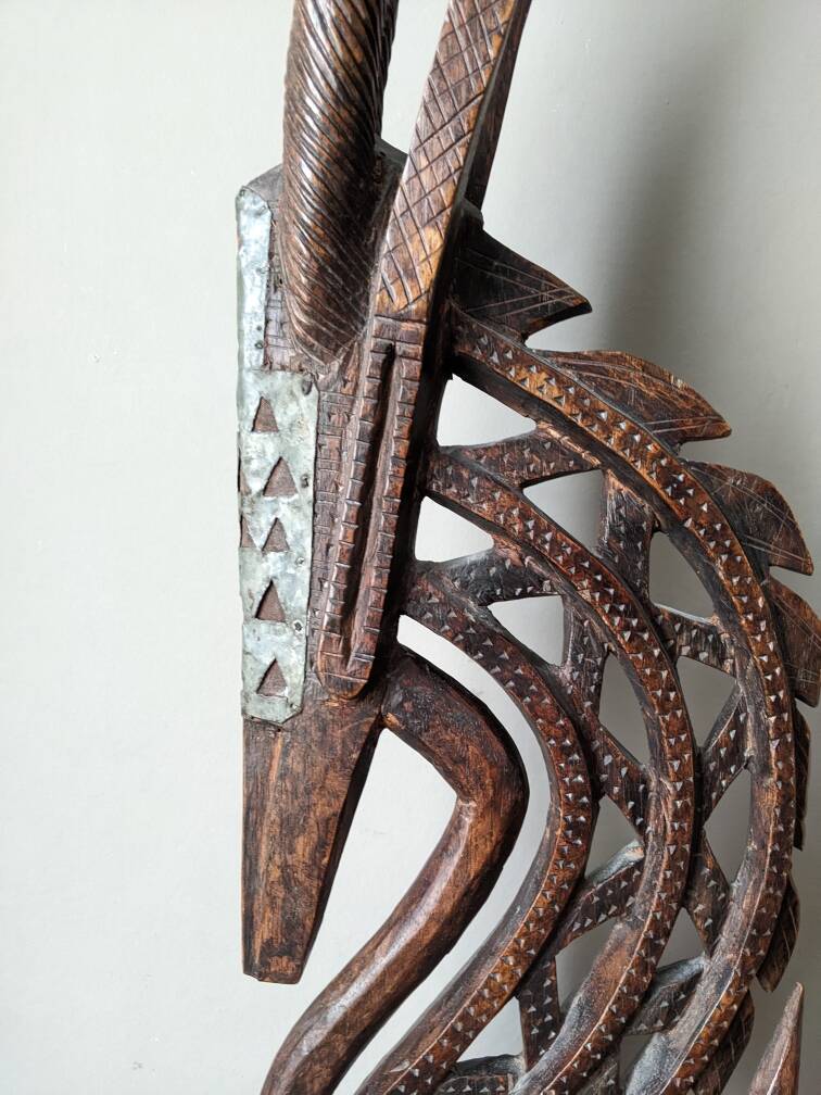 African art oryx wooden handcrafted sculpture ethnic tribal decoration