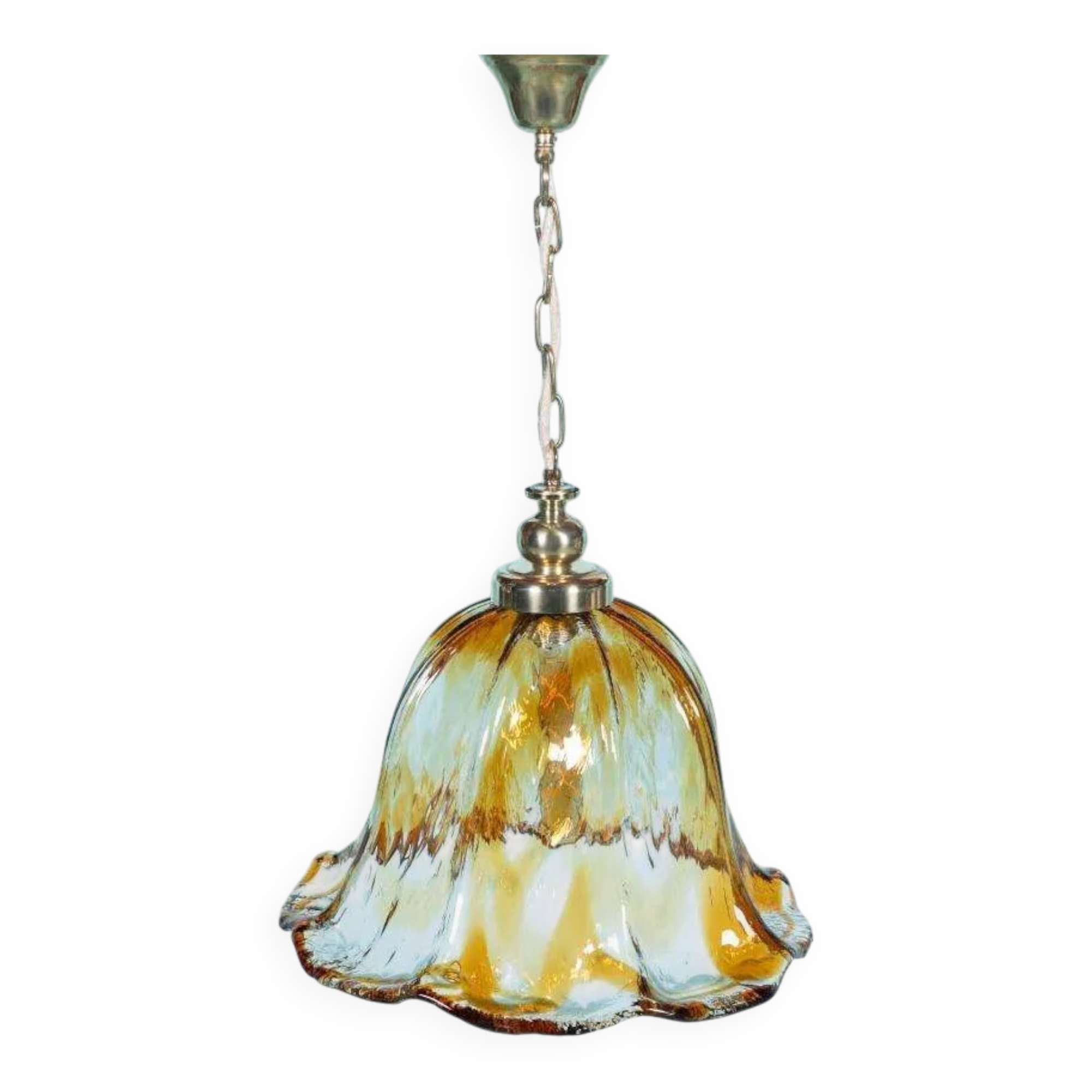 Suspension Murano ambre vintage Honsel, lampe en verre italienne