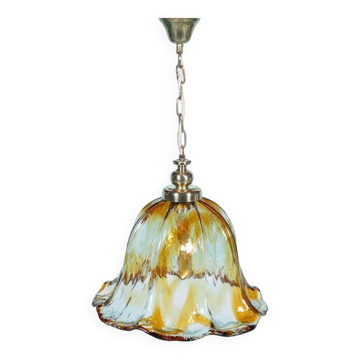Suspension Murano ambre vintage Honsel, lampe en verre italienne