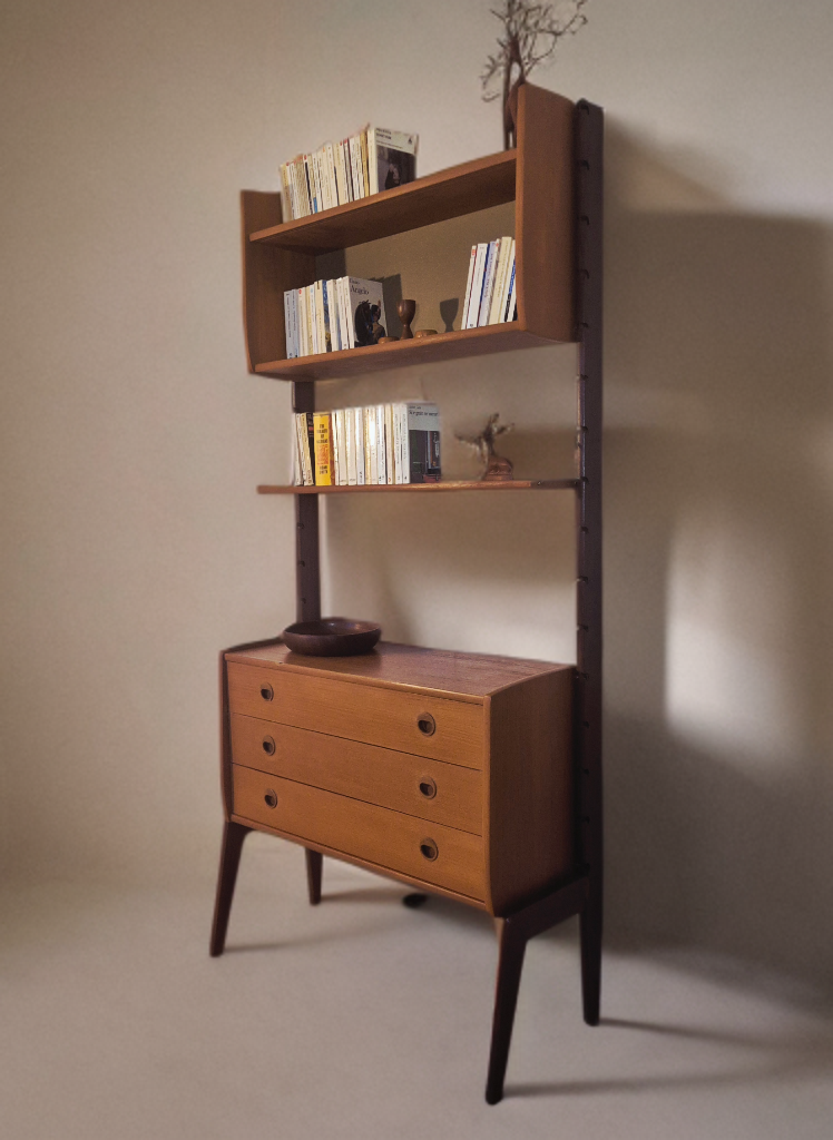 Freestanding teak storage unit, Vintage Scandinavian 1960s