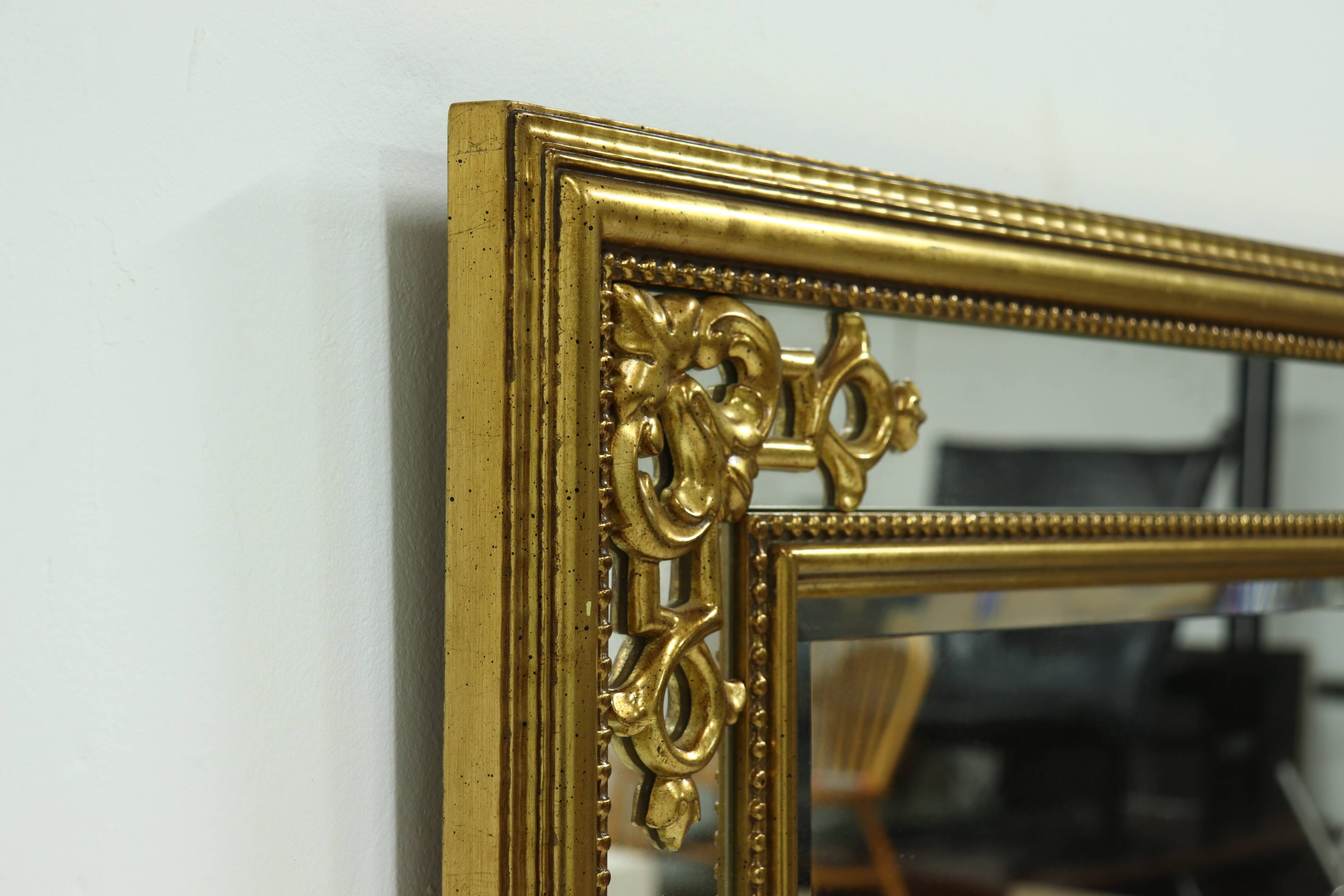 Large Decorative Gold Plated Mirror by Deknudt Belgium 1980s